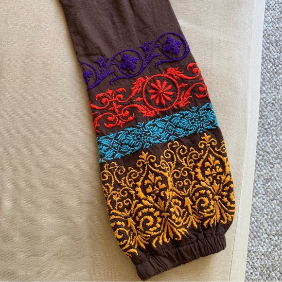 Johnny Was JWLA Blouse Womens S Brown Floral Embroidered Tunic Peasant Boho Top - Picture 8 of 14